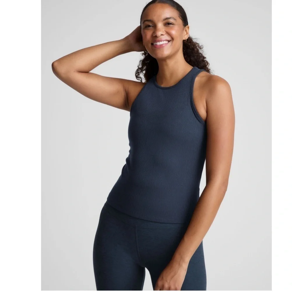 Beyond Yoga Women's XL Formation Tank Navy Blue NWT High Neckline